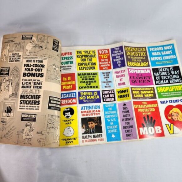 Mad Magazine Special Number 6‎ 1971 Mad Mischief Stickers Clean Legalize Freedom - Picture 4 of 5